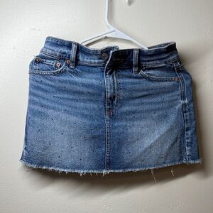 American Eagle Outfitters Blue Distressed Mini Skirt